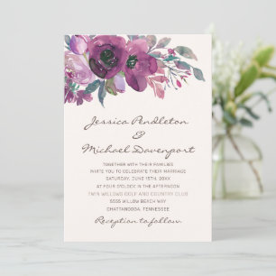 Invitation Élégant Lilac Plum violet Mariage de script Floral