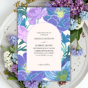 Invitation Élégant Lilac & Purple main dessinée Mariage flora