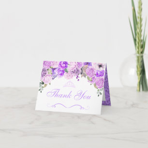 Invitation Élégant Lilac violet Floral Quinceanera Merci