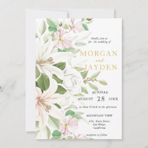 Invitation Élégant Lili Rose Rose ivoire Floral Mariage
