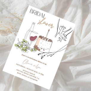 Invitation Elegant Line Art Fête des mariées Party
