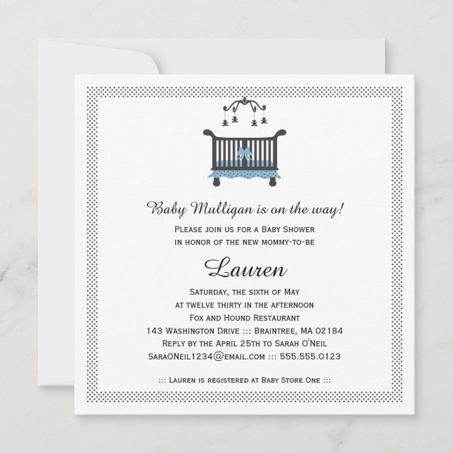 Invitation Élégant lit | Baby shower (Devant)