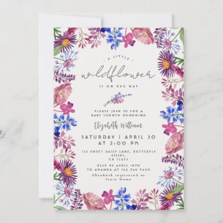 Invitation Elegant Little Wildflower Watercolor Baby Shower