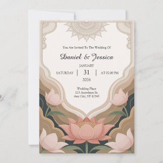 Invitation Elegant Lotus Frame with Serene Buddhist Aesthetic