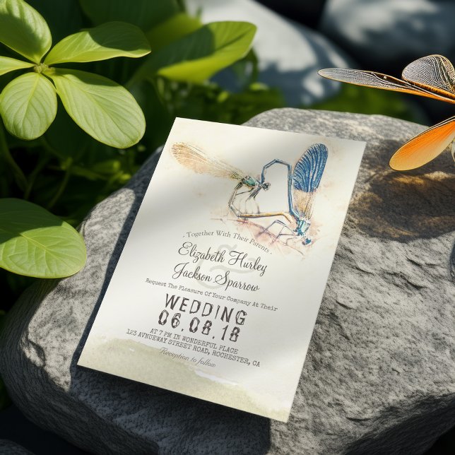 Invitation Élégant Love Heart Dragonfly Mating Wedding shower (Créateur téléchargé)