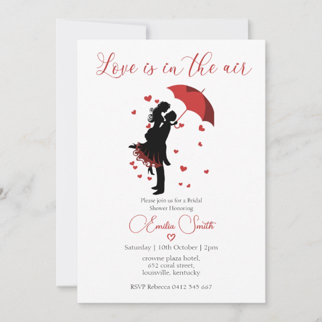 Invitation Elegant Love is in the air  bridal shower  (Devant)