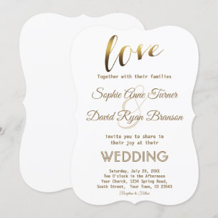 Invitation Elégant Love Typographie Gold Foil Mariage Inviter