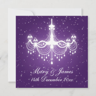 Invitation Élégant Lustre De Mariage Étincelant Violet