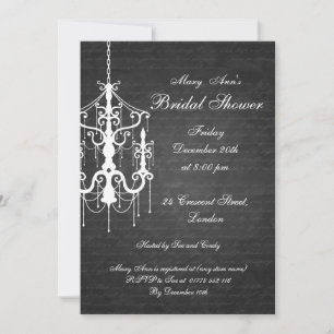 Invitation Élégant lustre Fête de l'mariée noir