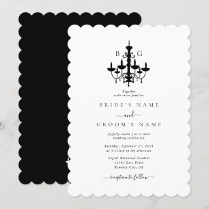 Invitation Élégant lustre noir blanc Mariage