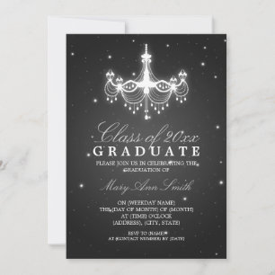 Invitation Élégant lustre noir de classe de la fête de la rem