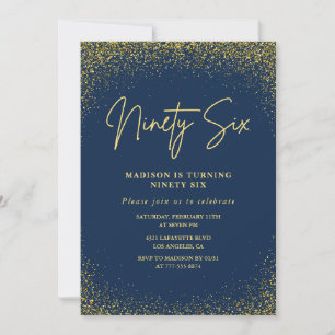 Invitation Élégant Luxe Marine Or Paillettes 96e anniversaire