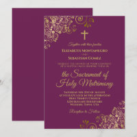 Elégant Magenta & Gold Mariage catholique moderne