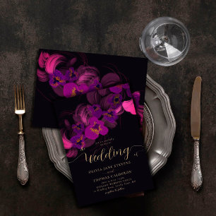Invitation Élégant Magenta Moody Purple Orchid Floral Mariage