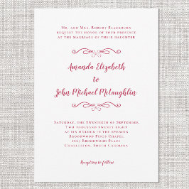 Invitation Élégant Magenta Red Script Classic Mariage formel