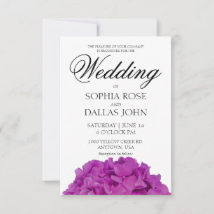 Invitation Élégant magenta rose hydrangée florale Mariage