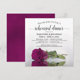 Invitation Élégant Magenta Rose Répétition et Dîner Mariage