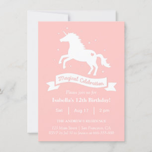 Invitation Elégant Magique Unicorn Girls Anniversaire Party