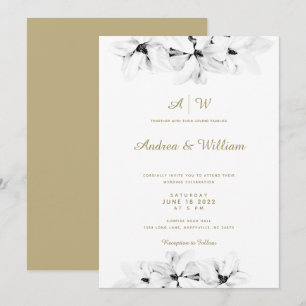 Invitation Élégant Magnolia Or Floral Chic Mariage