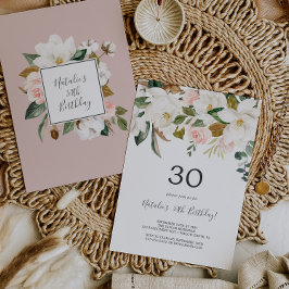 Invitation Élégant Magnolia | White and Blush 30th Birthday