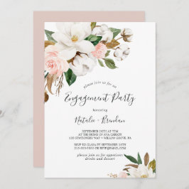 Invitation Élégant Magnolia White and Blush Engagement Party
