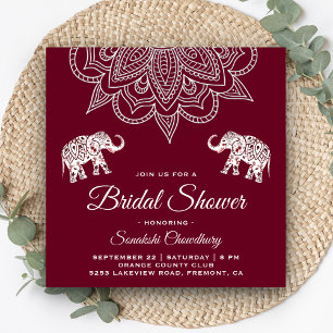 Invitation Élégant Mandala Burgundy Fête de Mariage Indienne