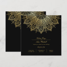 Elégant Mandala Gold Simple Mariage noir