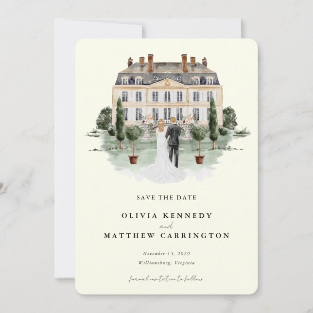 Invitation Elégant Manoir De Pays | Enregistrer la date (Devant)
