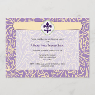 Invitation Elégant Mardi Gras Fleur de Lis Événement
