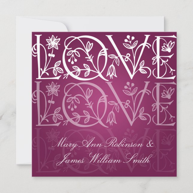 Invitation Élégant Mariage Amour Flourdissant Berry Pink (Devant)