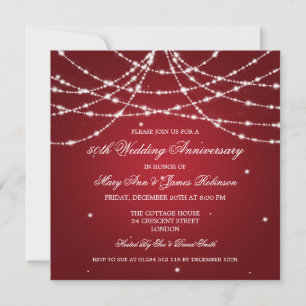 Invitation Élégant Mariage Anniversaire Chaîne D'Étoiles Roug