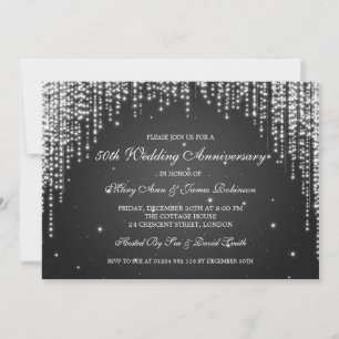 Invitation Elégant mariage Anniversaire Nuit Éblouissant Noir