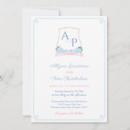 Invitation Élégant Mariage Aquarelle Rose Et Bleu