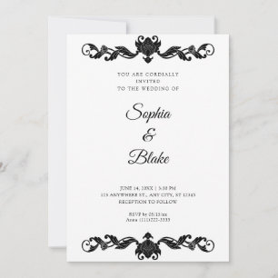 Invitation Elégant Mariage Art déco noir et blanc