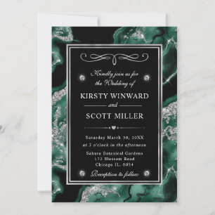 Invitation Élégant mariage avec feuille de Green et paillette