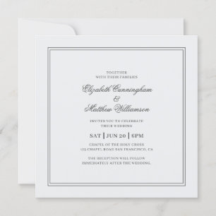 Invitation Élégant Mariage blanc classique simple
