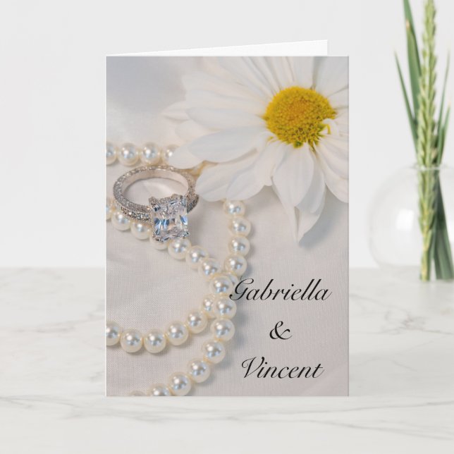 Invitation Élégant Mariage blanc de marguerite (Devant)