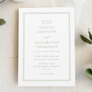Invitation Élégant Mariage blanc et vert