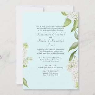 Invitation Élégant Mariage blanc Hydrangea Seafoam II