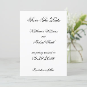 Invitation Élégant Mariage Blanc Minimaliste Enregistrer La D