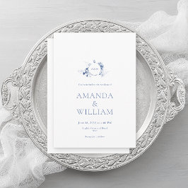 Invitation Elégant Mariage bleu bleu bleu bleu floral