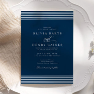 Invitation Elégant Mariage Bleu Bleu Bleu Bord De Mer