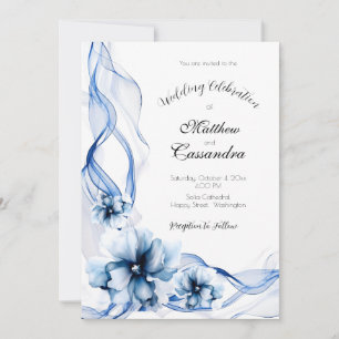 Invitation Elégant Mariage bleu bleu marine
