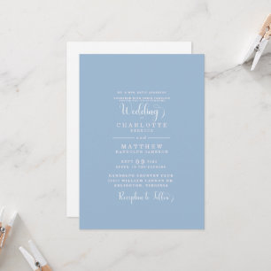 Invitation Élégant Mariage bleu foncé simple