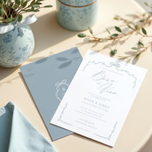 Elégant Mariage Bleu Main Tirée Bow & Ribbon