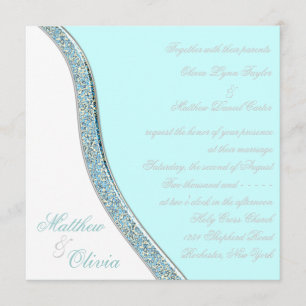 Invitation Élégant Mariage bleu Turquoise