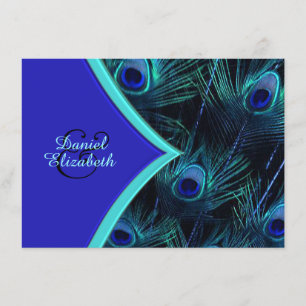 Invitation Élégant Mariage bleu Turquoise et bleu royal Peaco