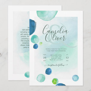 Invitation Elégant Mariage Boho en verre marin