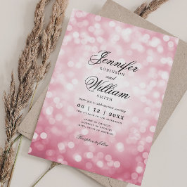 Invitation Elégant Mariage Bokeh éclaire Romantique rose pâle