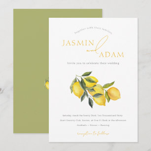Invitation Élégant mariage botanique au citron italien